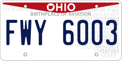 OH license plate FWY6003
