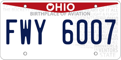 OH license plate FWY6007