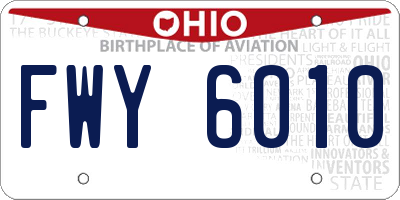 OH license plate FWY6010