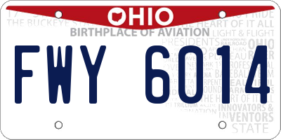 OH license plate FWY6014