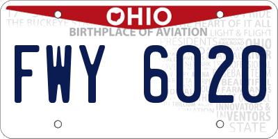 OH license plate FWY6020