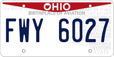 OH license plate FWY6027
