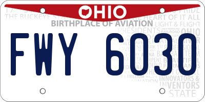 OH license plate FWY6030