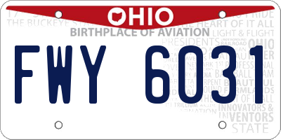 OH license plate FWY6031