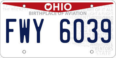 OH license plate FWY6039