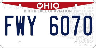 OH license plate FWY6070
