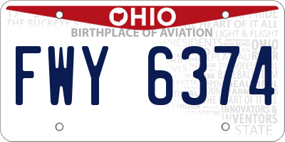 OH license plate FWY6374