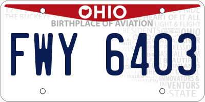 OH license plate FWY6403