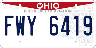 OH license plate FWY6419