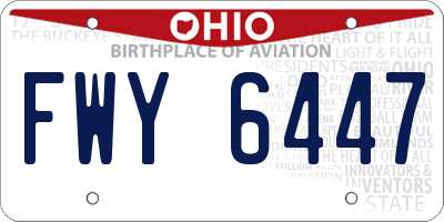 OH license plate FWY6447