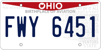 OH license plate FWY6451