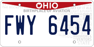OH license plate FWY6454