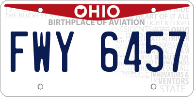 OH license plate FWY6457