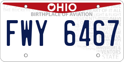 OH license plate FWY6467