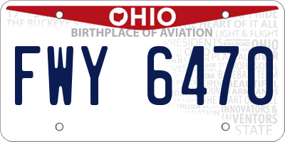 OH license plate FWY6470