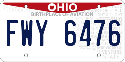 OH license plate FWY6476
