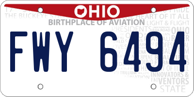 OH license plate FWY6494