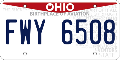 OH license plate FWY6508