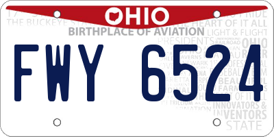 OH license plate FWY6524