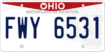 OH license plate FWY6531