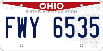 OH license plate FWY6535