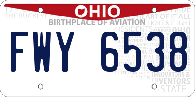 OH license plate FWY6538