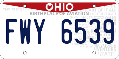OH license plate FWY6539