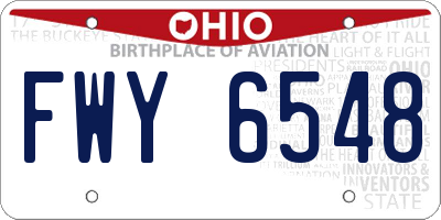 OH license plate FWY6548