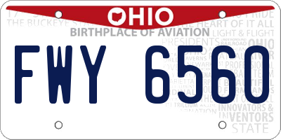 OH license plate FWY6560
