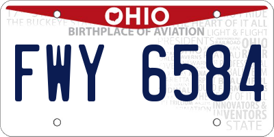 OH license plate FWY6584