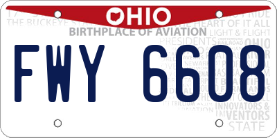 OH license plate FWY6608
