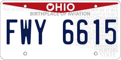 OH license plate FWY6615