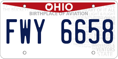 OH license plate FWY6658