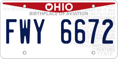 OH license plate FWY6672