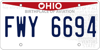 OH license plate FWY6694