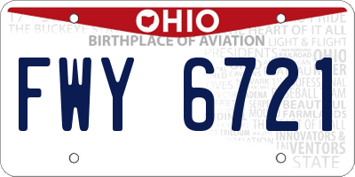 OH license plate FWY6721