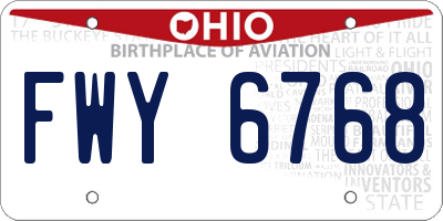OH license plate FWY6768