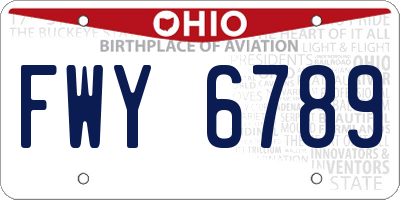 OH license plate FWY6789
