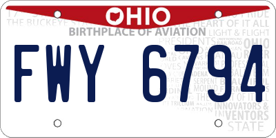 OH license plate FWY6794