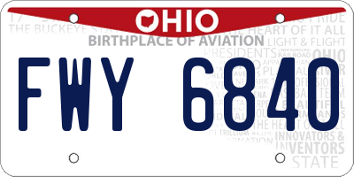 OH license plate FWY6840