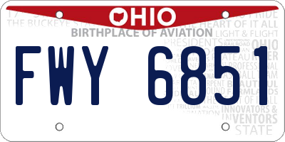 OH license plate FWY6851