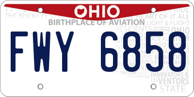 OH license plate FWY6858