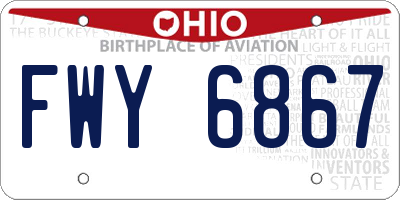 OH license plate FWY6867