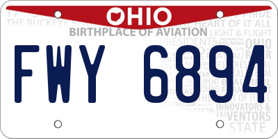 OH license plate FWY6894