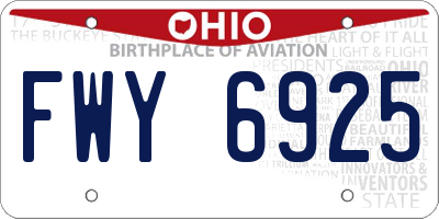 OH license plate FWY6925