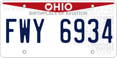 OH license plate FWY6934