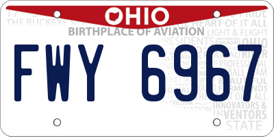 OH license plate FWY6967