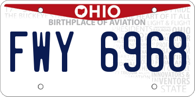 OH license plate FWY6968