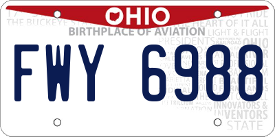 OH license plate FWY6988