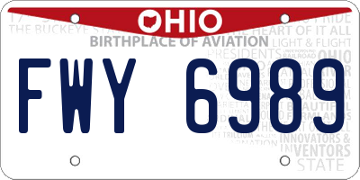OH license plate FWY6989